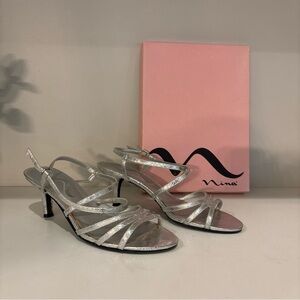 Nina Silver Strappy Sandal Women's Heels
